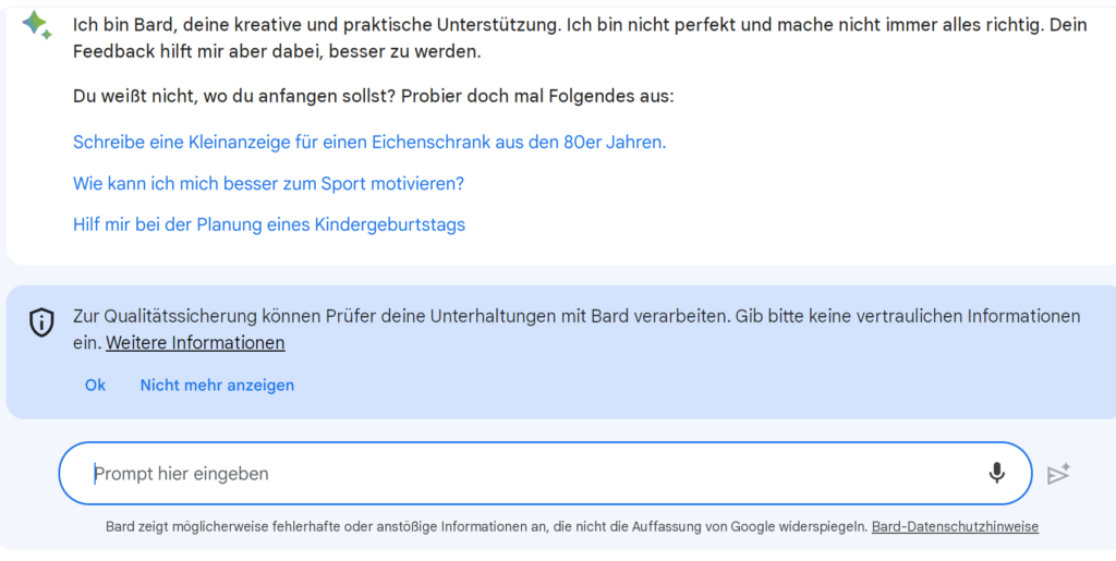 Google Bard auf Deutsch