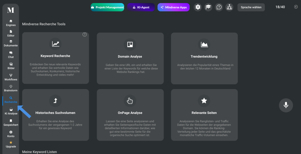 KI-SEO-Tools, Mindverse Recherche mit KI