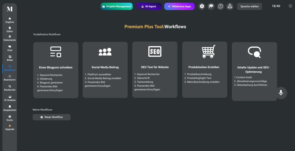 KI-SEO-Tools, Mindverse Workflows