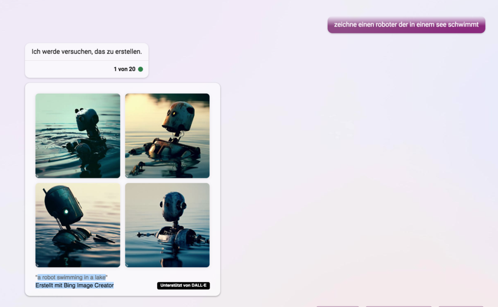 Screenshot mit schwimmendem Roboter im See