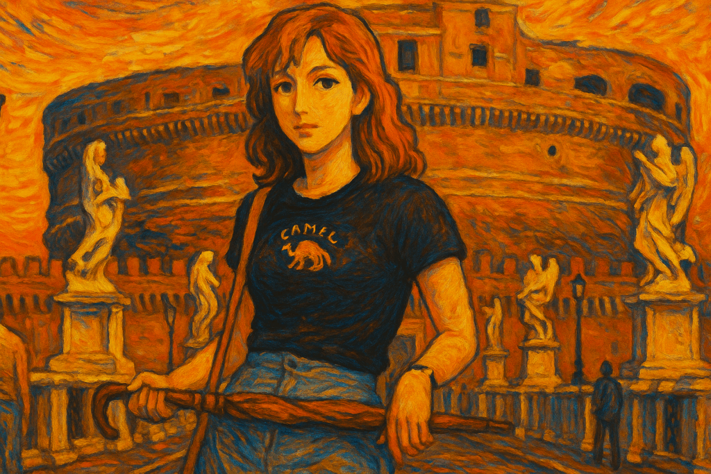 KI Bilder erstellen: 1990er-Jahre Anime im Stil von Van Gogh und Tageszeit bei Sonnenuntergang