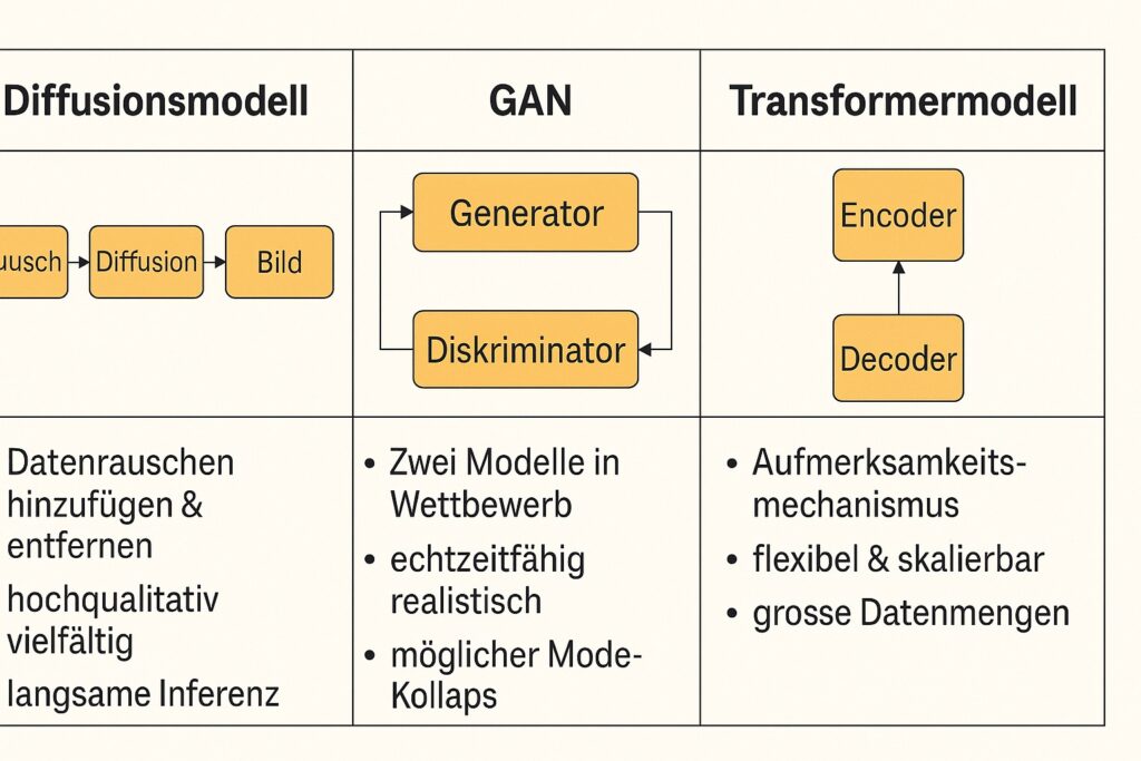 KI Bilder erstellen: Vergleich von Diffusionsmodell, GAN und Transformermodell