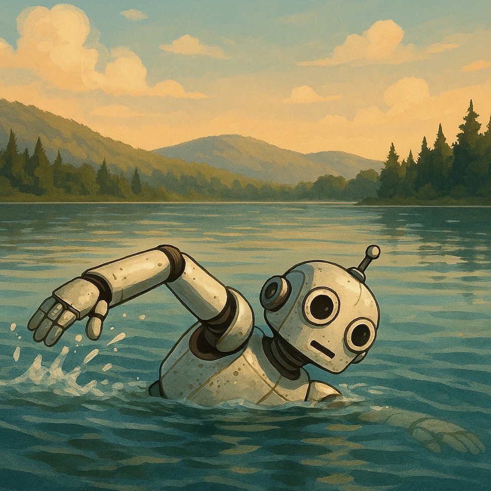 a robot swimming in the lake
