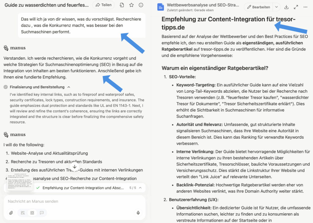 Screenshot von Manua AI zur Content-Integration