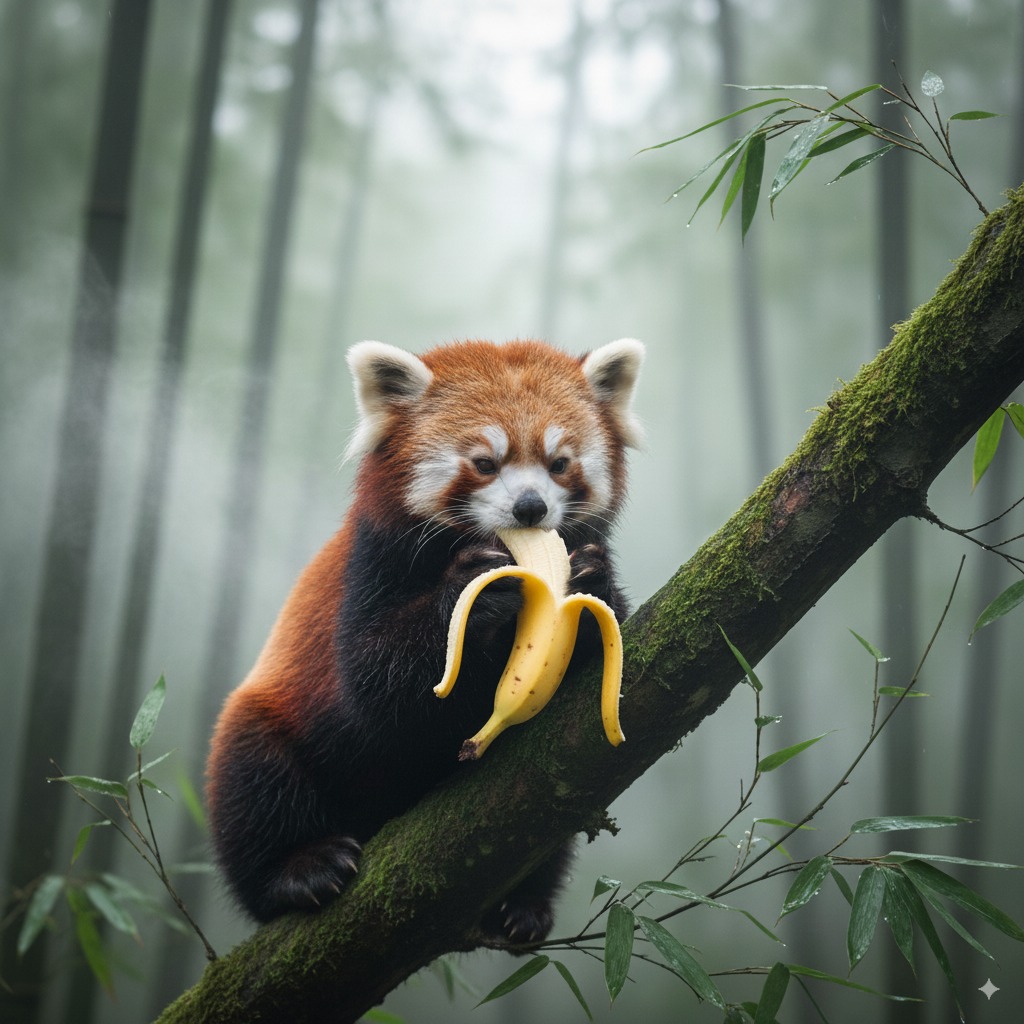 Panda Bär mit Banane, kreiert von Google Nano Banana