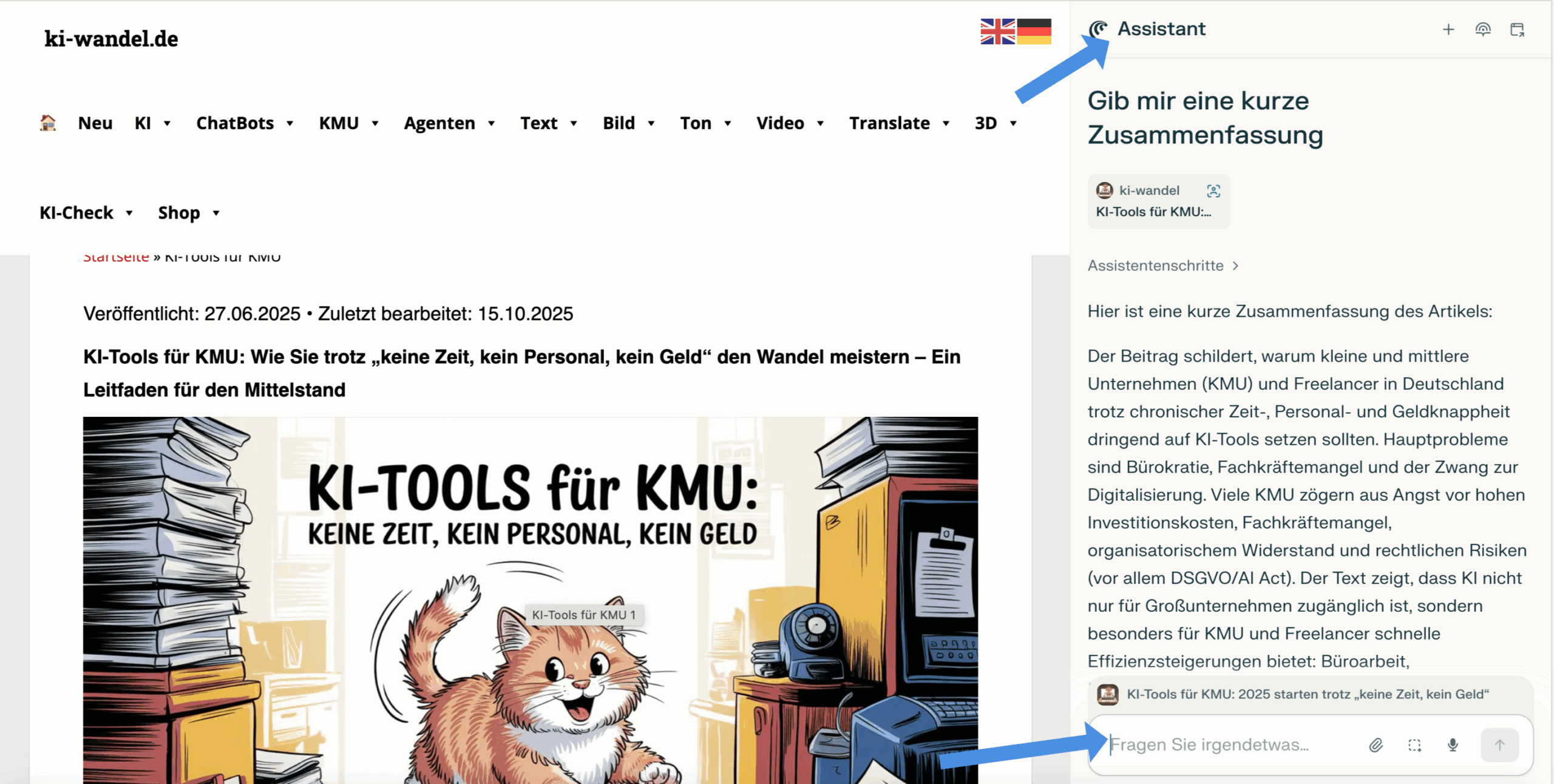 Comet KI-Browswe Screenshot