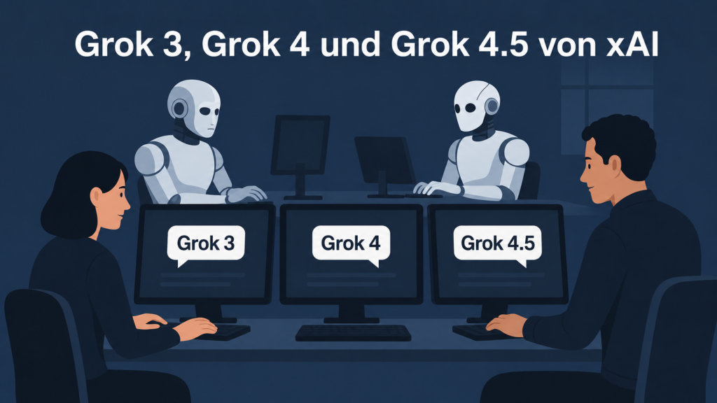 Grok AI: Grok 3 kostenlos vs. Grok 4 & Grok 4.5 im Vergleich 2026 1 Grok von xAI mit Grok 3, Grok 4 und Grok 4.5